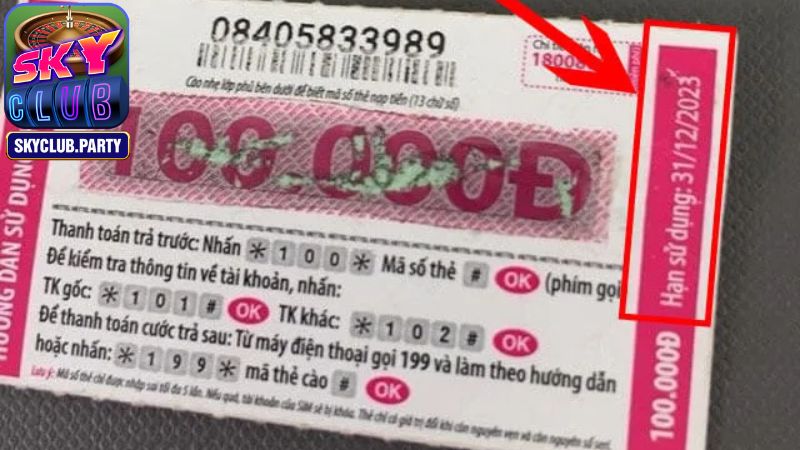 Các loại thẻ cào nhận được khi chơi game miễn phí tại skyclub