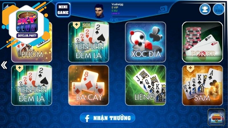 Các loại game bài Skyclub đổi thưởng nổi bật nhất hiện nay